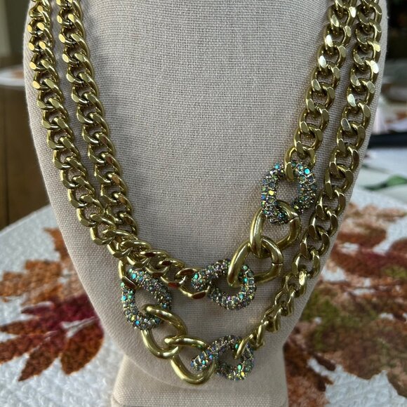 Heidi Daus "XL Hoops" Crystal-Accented Curb-Link Long Necklace AURORA BOREALIS - Picture 2 of 3